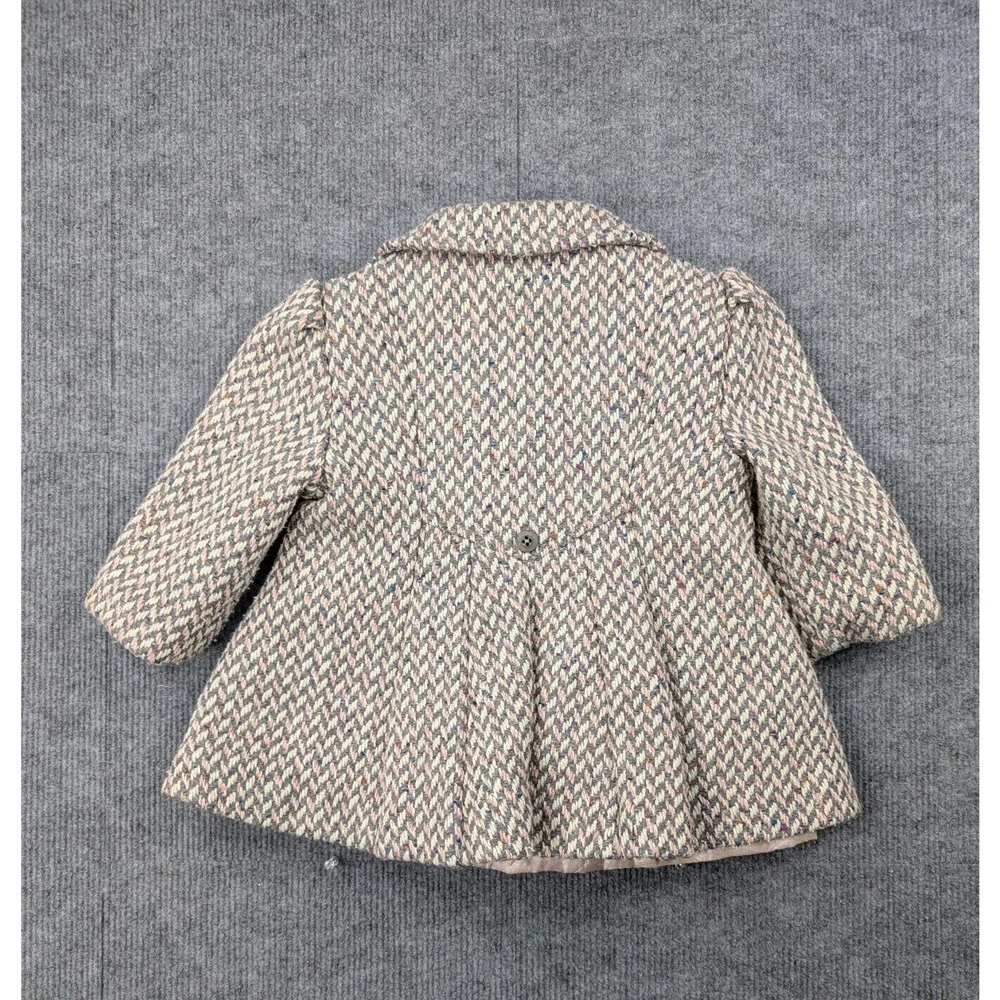 Vintage Freeway Fashions Pea Coat Set Kid Girls 2T Herringbone Bonnet Hat Retro